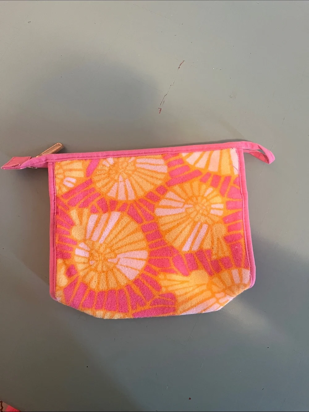 Lilly Pulitzer Pink & Orange Floral Velvet Cosmetic Pouch